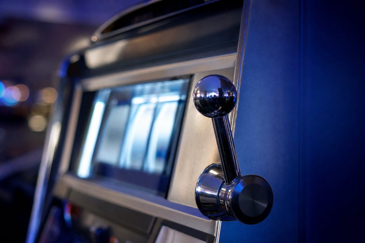 Nahaufnahme eines stilisierten Slot-Walzenmechanismus in Indigo